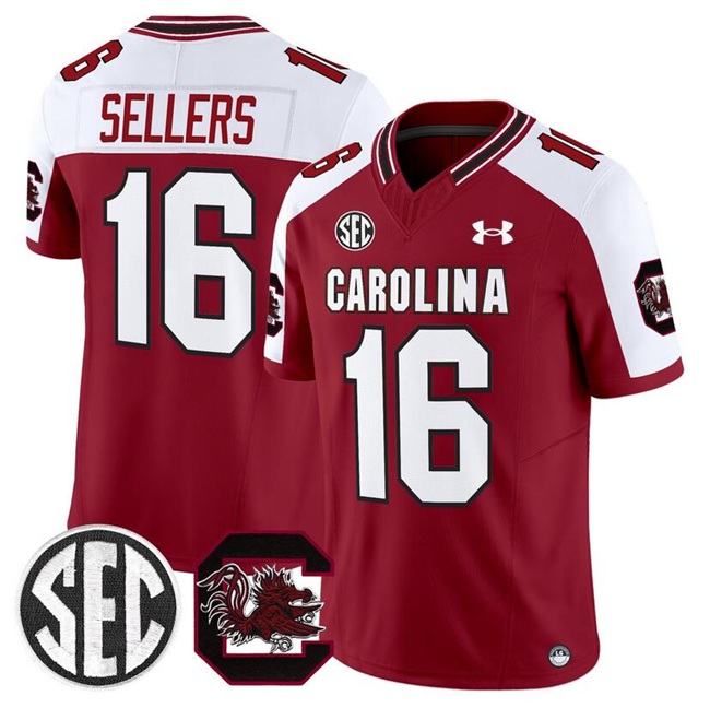 Men's South Carolina Gamecocks #16 LaNorris Sellers Garnet/White 2025 F.U.S.E. Stitched Jersey